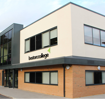 Exterior of main reception at Boston College Rochford campus.