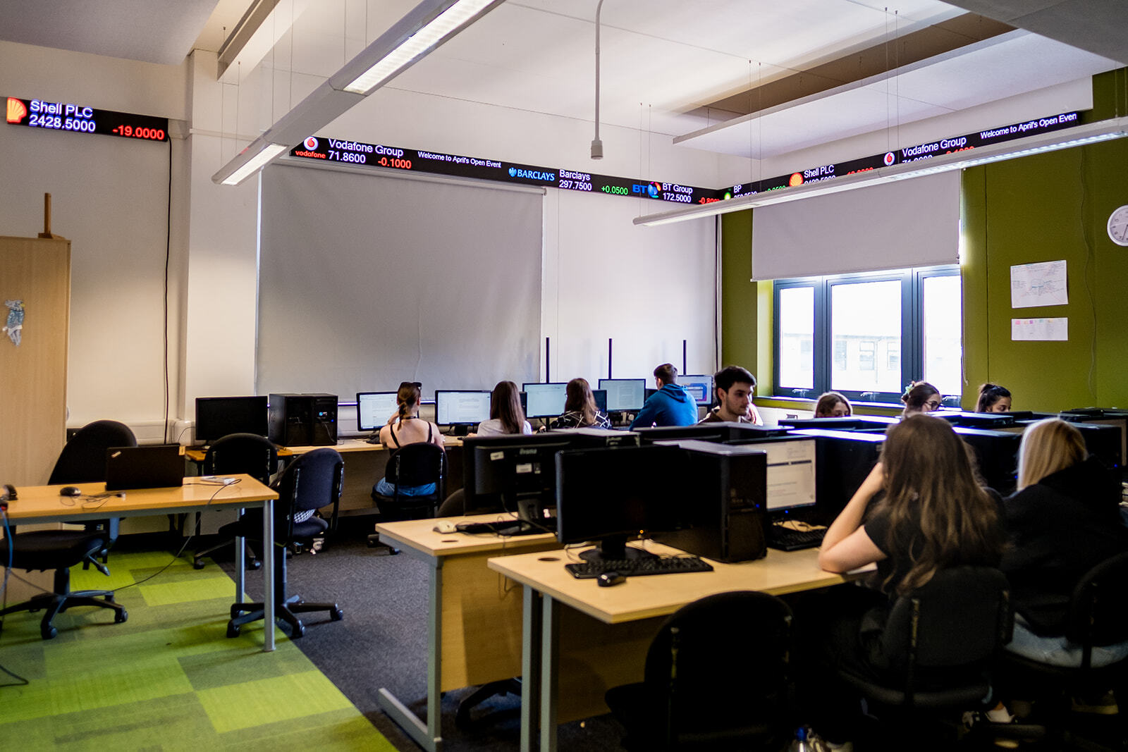 Classroom with computers.