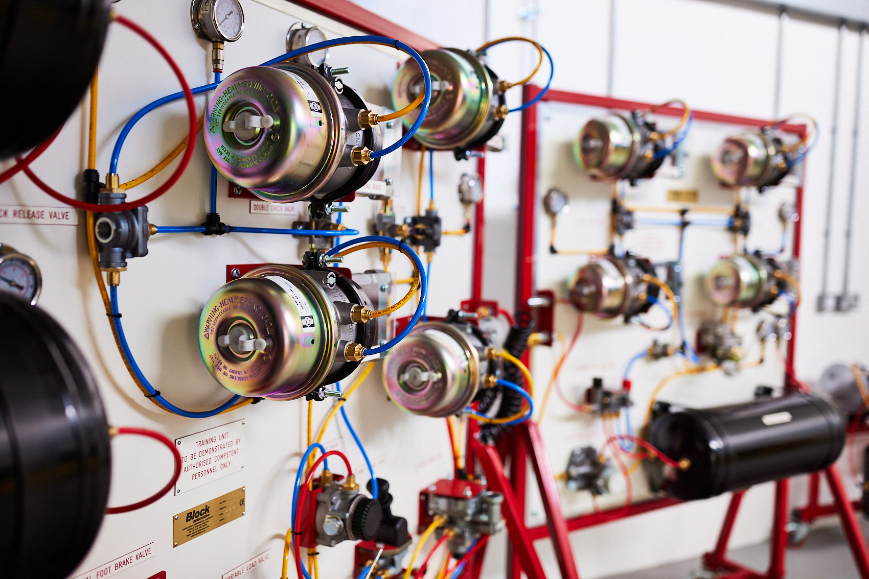 Engineering equipment hung on a wall.