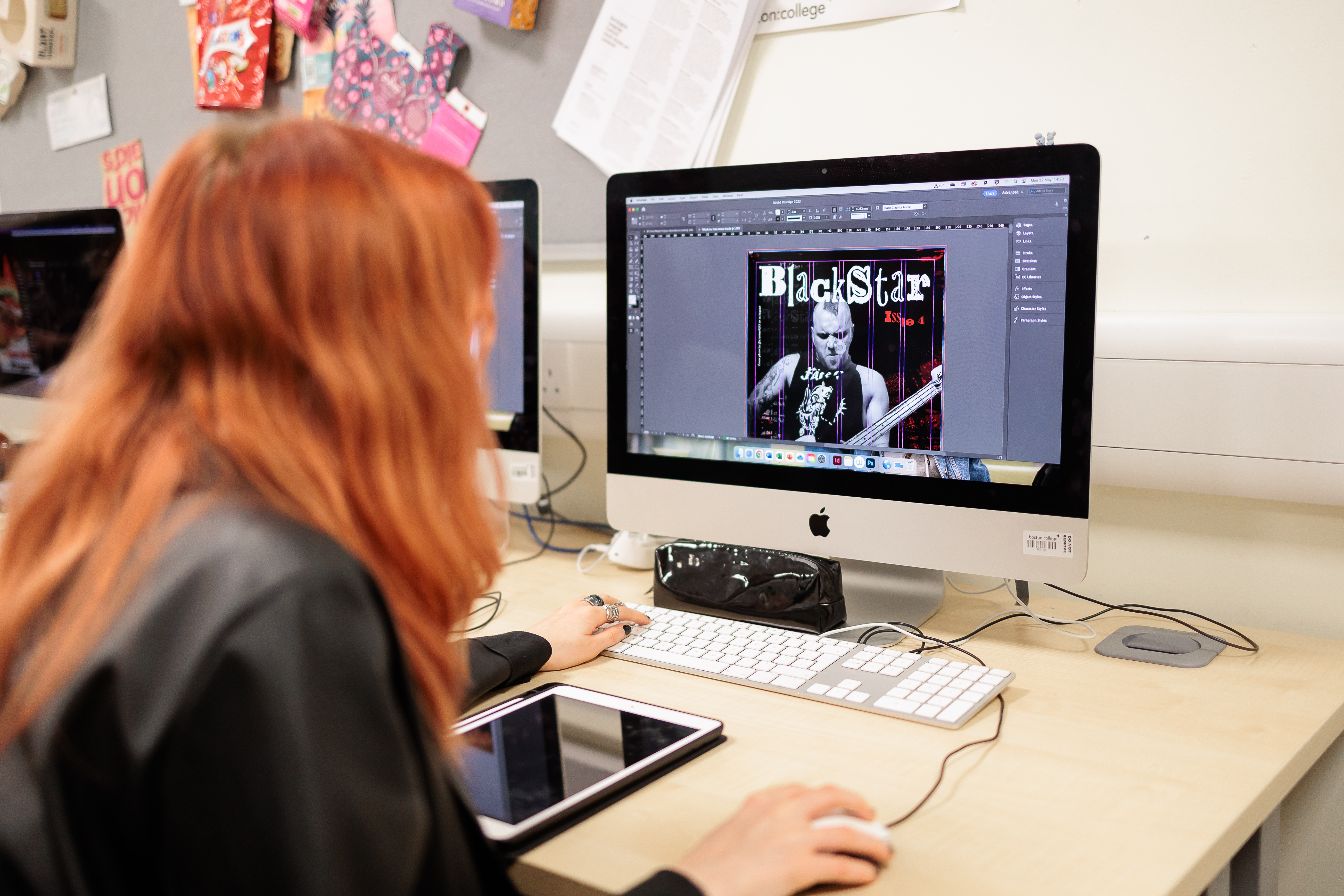 A student working on a design on a computer.
