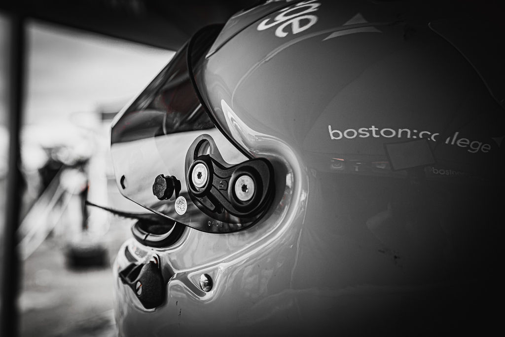 Boston College Racing team helmet.
