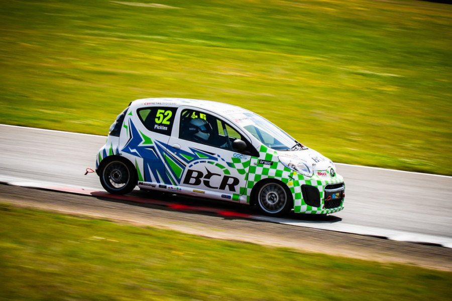 Boston College Racing car on track.